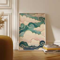 Cloud Pattern Poster, Celestial Wall Art, Abstract Sky Print - thumbnail 4