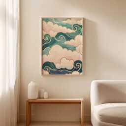Cloud Pattern Poster, Celestial Wall Art, Abstract Sky Print - thumbnail 3