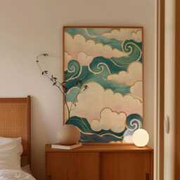 Cloud Pattern Poster, Celestial Wall Art, Abstract Sky Print - thumbnail 2