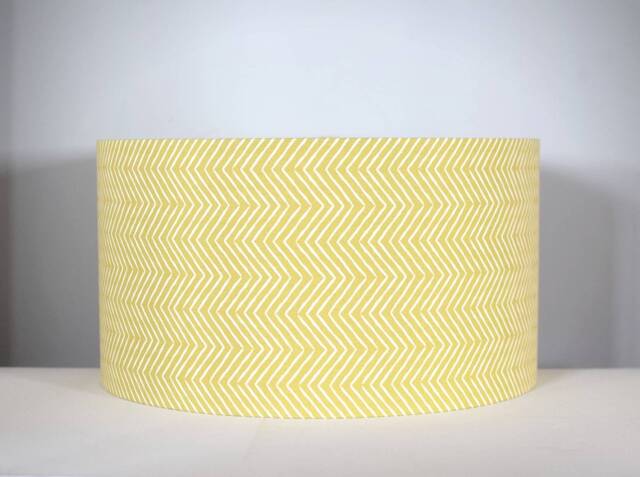 Yellow Geometric Lampshade With Gold Silver Or White Lining in 20cm To 50cm Diameter, Funky Zig Zag Chevron Pattern For Ceiling Lampbase - image 1