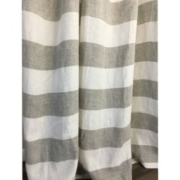 Grey & White Cabana Striped Shower Curtain - Mildew-Free, 72x72, 72x85, 72x94, Or Custom Size - thumbnail 3