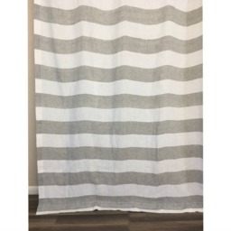 Grey & White Cabana Striped Shower Curtain - Mildew-Free, 72x72, 72x85, 72x94, Or Custom Size - thumbnail 2