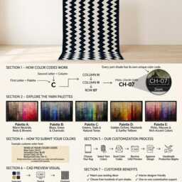 Navy Blue Zigzag Stripes Rug - Handwoven Cotton Chevron Area For Modern Living Room Decor in Custom Options - thumbnail 4