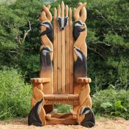 Badger Storytelling Chair - Hand-Carved Solid Oak Woodland Animal Throne Schools Libraries Bespoke Wales UK