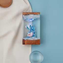 Jeff The Landshark Resin Lamp Led Night Light, Unique Anime Manga Desktop Decor, Custom Gamer Room Art Piece, Handcrafted Epoxy Wood Gift - thumbnail 3