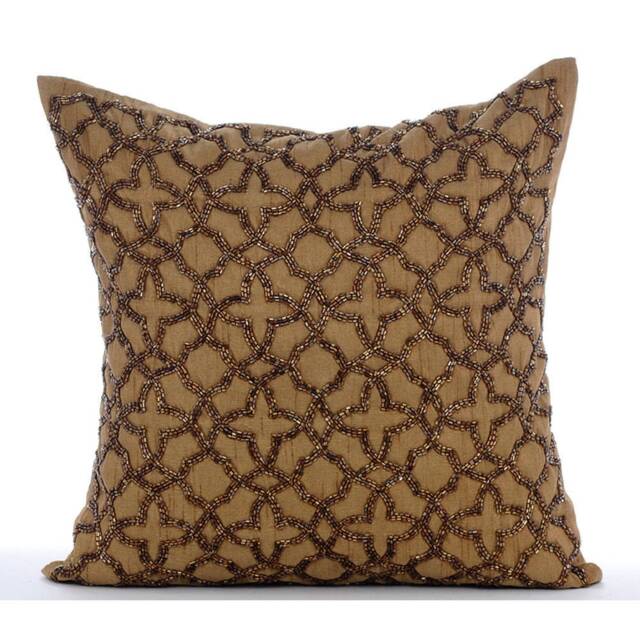"Decorative Trellis, Lattice Gold Brown Bed Throw Pillow 24""x24""/26""x26" - image 1