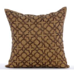 "Decorative Trellis, Lattice Gold Brown Bed Throw Pillow 24""x24""/26""x26" - thumbnail 1