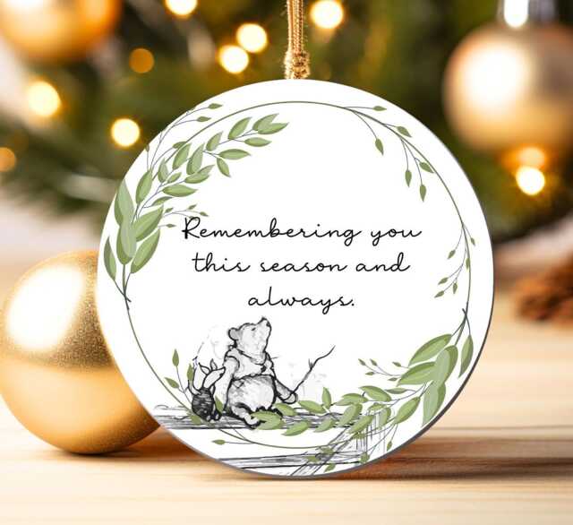 Memorial Christmas Bauble - Remembrance Decoration- Condolence Bereavement Keepsake Memory Ornament Winnie The Pooh - image 1