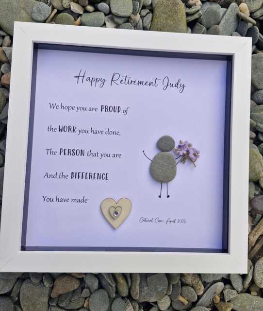 Retirement Gift, Good Luck Present, Pebble Art Picture Framed Poem, Wall Art, Home Decor Gift. Personalised Boxed Work Colleagues - image 1