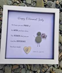 Retirement Gift, Good Luck Present, Pebble Art Picture Framed Poem, Wall Art, Home Decor Gift. Personalised Boxed Work Colleagues - thumbnail 1
