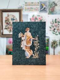Marble Mosaic Roman Fresco, Wall Decor Spring Gift, Tile Painting Flowers, Woman Oilpainting Mural Print - thumbnail 1