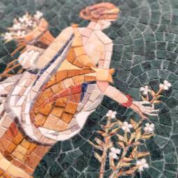 Marble Mosaic Roman Fresco, Wall Decor Spring Gift, Tile Painting Flowers, Woman Oilpainting Mural Print - thumbnail 2