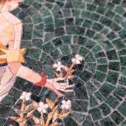 Marble Mosaic Roman Fresco, Wall Decor Spring Gift, Tile Painting Flowers, Woman Oilpainting Mural Print - thumbnail 3