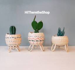 The Boho Bongo Collection - Handmade Ceramic Succulent Pot, Cactus Plant Pinch Home Studio Pottery, Or Work Decor