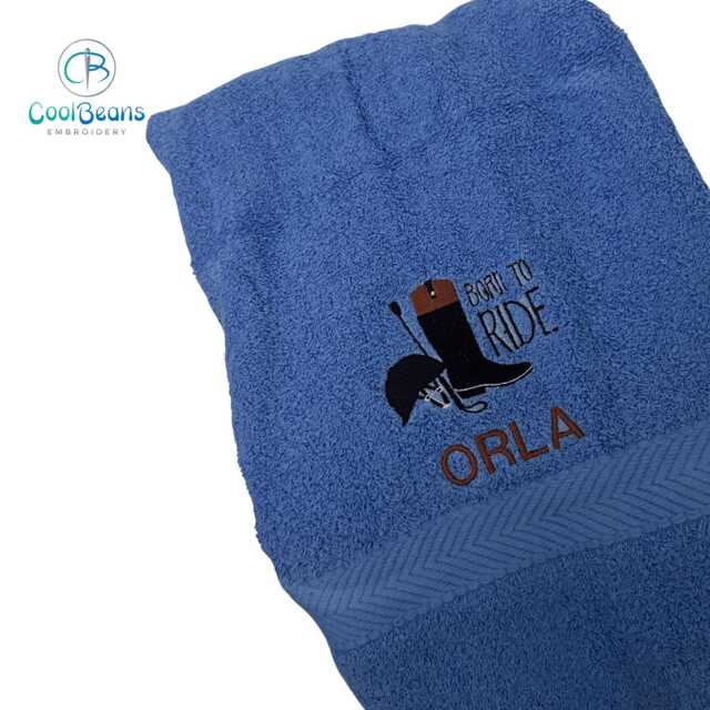 Born To Ride Horse Rider Towel - Personalised Face Cloth/Hand Bath Riding - image 1