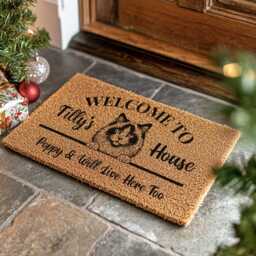 Purr-Sonalized Pet Name + Breed Custom Made Coir Doormat - Unique Animal Welcome Rug - thumbnail 2