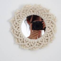 Small Round Wall Mirror in Macram??, Handmade For Decoration Kinfolk - thumbnail 3