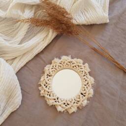 Small Round Wall Mirror in Macram??, Handmade For Decoration Kinfolk - thumbnail 4