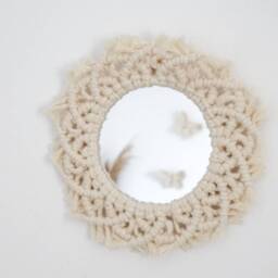 Small Round Wall Mirror in Macram??, Handmade For Decoration Kinfolk - thumbnail 2