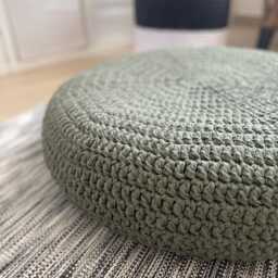 Crochet Ottoman Slipcover, Handmade Pouf Stool Cover, Bespoke Knit Cover - thumbnail 4