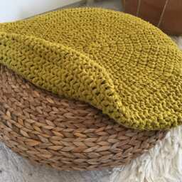 Crochet Ottoman Slipcover, Handmade Pouf Stool Cover, Bespoke Knit Cover - thumbnail 3