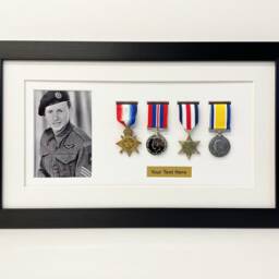 Custom Medal Frame, Ww1 Ww2 Medals, 6X4 Photo & Title 4 Slots Case - 41cm X 31cm - thumbnail 2
