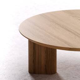 Round Coffee Table - Unique Table Modern Coffee Large Solid Oak Living Room - thumbnail 2