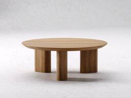 Round Coffee Table - Unique Table Modern Coffee Large Solid Oak Living Room - thumbnail 1