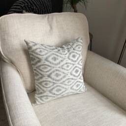 Gray Ikat Diamond Chenille Pillow Cover, Modern Decor - thumbnail 4