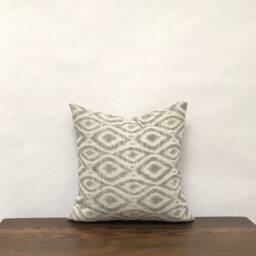 Gray Ikat Diamond Chenille Pillow Cover, Modern Decor - thumbnail 2