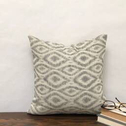 Gray Ikat Diamond Chenille Pillow Cover, Modern Decor - thumbnail 3