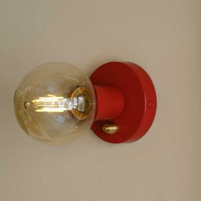 Red Retro Wall Sconce Plug-In Bedside Lamp With Brass Switch - image 1