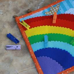 Rainbow Pegs Page For Custom Built Quiet Book By Tomtoy, Learning Colors, Matching Clothespins Color To Rainbow, 20x20cm, Single - thumbnail 3