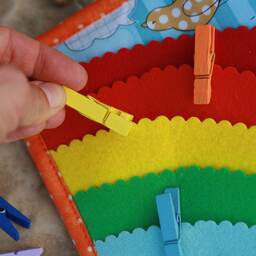 Rainbow Pegs Page For Custom Built Quiet Book By Tomtoy, Learning Colors, Matching Clothespins Color To Rainbow, 20x20cm, Single - thumbnail 2
