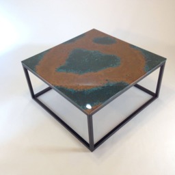 Copper Patina Coffee Table, Modern Decor Handmade, Patina, Square, Hand Crafted, Contemporary, Sleek, Resin, Decoration, Bespoke - thumbnail 4