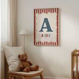 Boys Room Stripe Name Wall Decor, Bedroom Playroom Scandi Deco, Gifts For Teens Toddlers - thumbnail 1