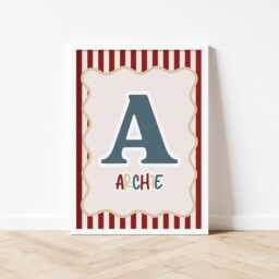 Boys Room Stripe Name Wall Decor, Bedroom Playroom Scandi Deco, Gifts For Teens Toddlers - thumbnail 3