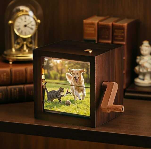 Custom Christmas Photo Flipbook Box With Light, Personalized Family Picture Frame, Holiday Gift For Parents, Unique Xmas Home Decor - image 1