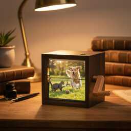 Custom Christmas Photo Flipbook Box With Light, Personalized Family Picture Frame, Holiday Gift For Parents, Unique Xmas Home Decor - thumbnail 3