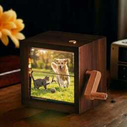 Custom Christmas Photo Flipbook Box With Light, Personalized Family Picture Frame, Holiday Gift For Parents, Unique Xmas Home Decor - thumbnail 2