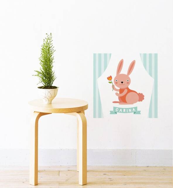 Carina The Circus Bunny Wall Sticker Decal - Nursery Stickers, Animal Decals, Home Decor, Baby Room, Art, Girl, Boy