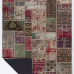 Handmade Turkish Patchwork Rug, Natural & Undyed - thumbnail 2