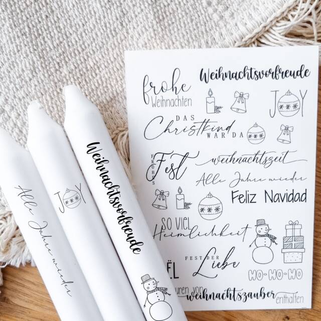 Candle Tattoos With Various Motifs - Waterslide Film Decorating Candles Christmas Tattoo - image 1
