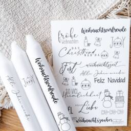 Candle Tattoos With Various Motifs - Waterslide Film Decorating Candles Christmas Tattoo - thumbnail 1