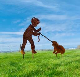 Patrick & His Doggie Vintage Large Silhouette For The Garden Or Yard