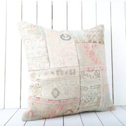 Vintage Turkish Kilim Pillow Cover 24x24 Inch, Handmade Home Decor - thumbnail 2