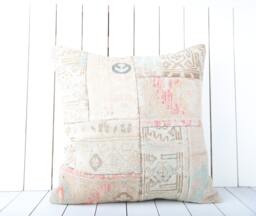 Vintage Turkish Kilim Pillow Cover 24x24 Inch, Handmade Home Decor - thumbnail 1
