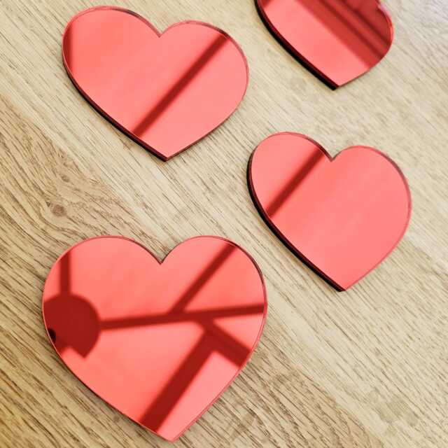 Mini Heart Mirrors X 4 Bundle - Wall Art Dopamine Decor Love Handmade Heart - image 1