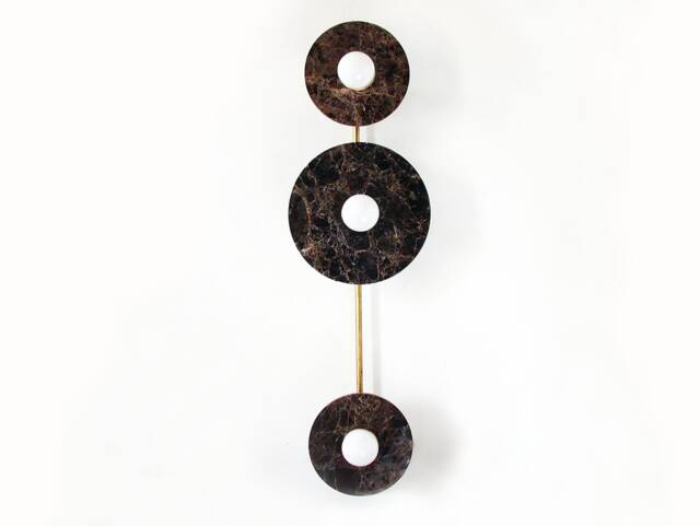 Modern Dark Emperador Marble Triple Unique Sconce Designer Brown Wall Fixture Light Foyer Vanity - image 1