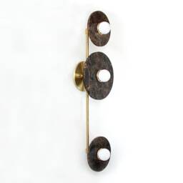 Modern Dark Emperador Marble Triple Unique Sconce Designer Brown Wall Fixture Light Foyer Vanity - thumbnail 2